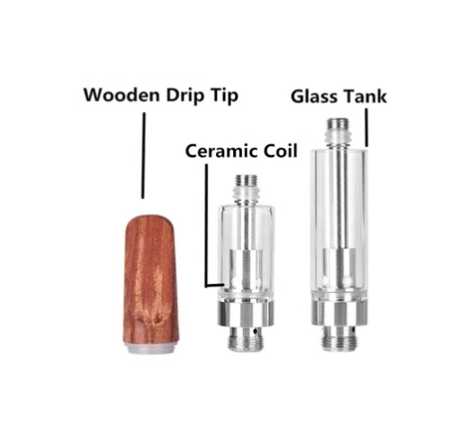 Kayu titisan tip perak perak cbd kartrij, 510 skru thread bocor bocor proof atomizer dengan 1.2ohm coil seramik untuk kotak bateri mod & cbd/peneban minyak vape (pakai buang, 1.0ml, tiada nikotin)